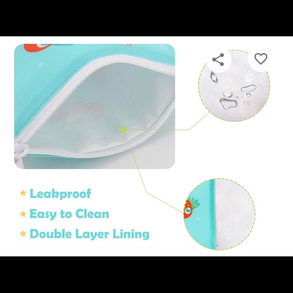 Nuovoware Sandwich/Snack Zipper Bags  [3 Pk] Resuable, Washable, Cartoon Fish - Picture 6 of 11